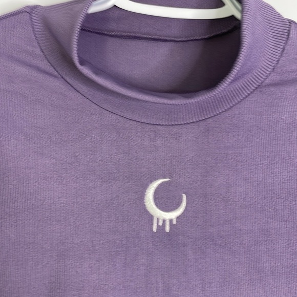 Romwe Purple Crop Top Ribbed L - Picture 2 of 8